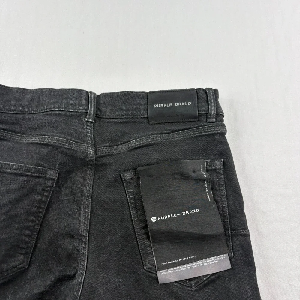 Purple Brand Jeans Mens 34x32 Black P001 Skinny Denim Button Fly - Picture 2 of 15